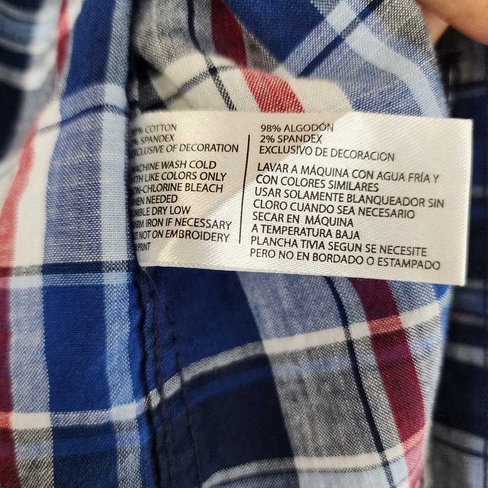 U.S. Polo Assn Plaid Button Front Shirt Men's Large Blue Red Stretch Casual - Picture 5 of 8